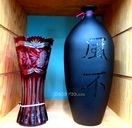 japanese vase,red ruby glass,cut crystal,