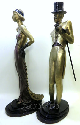 Sophisticates Sculpture Pair by Russian Artist Michel Katok for Austin Production , night out & on the town