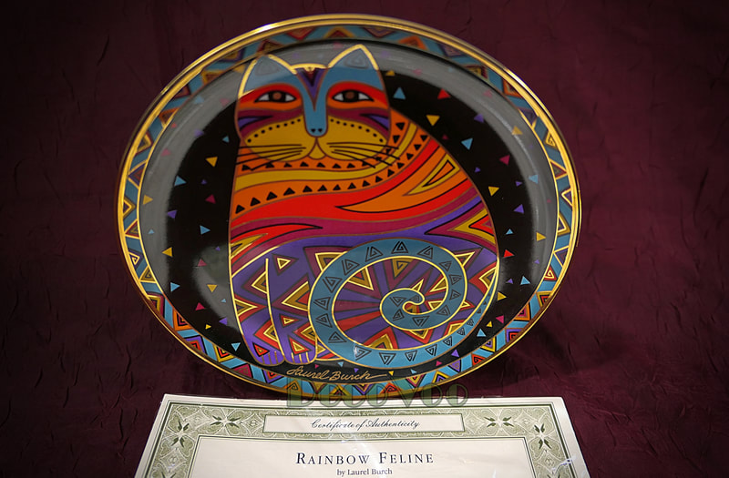 Laurel burch plate "Rainbow Feline"