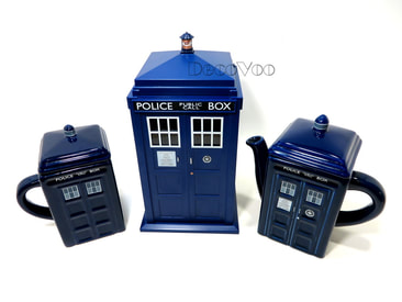 Dr Who, tardis, daleks, teapot, tea coffee mug cup, 